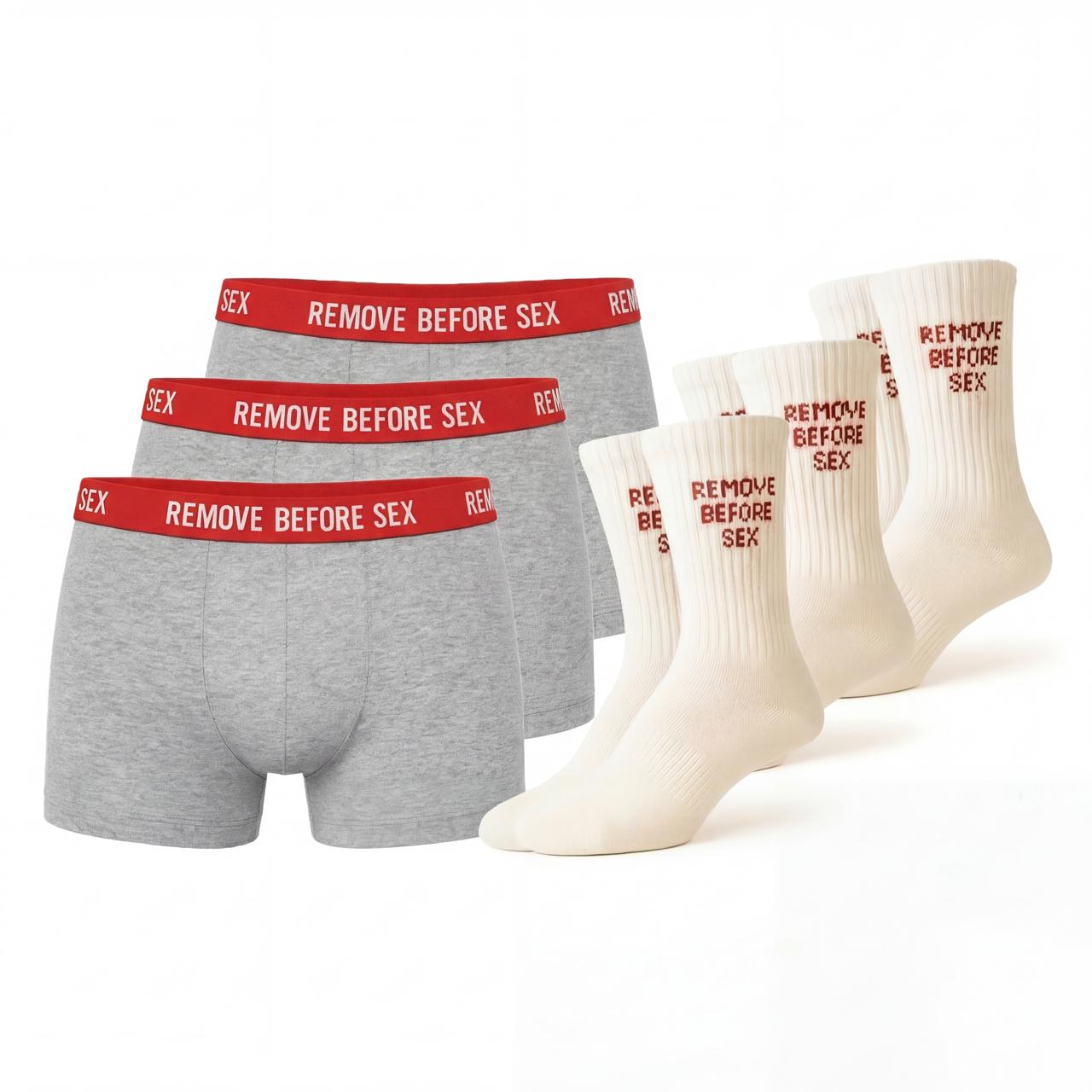 RBS All Bundle – 3er Pack Boxershorts & 3er Pack Premium Socken Cremeweiß