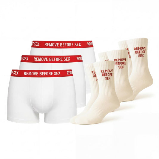 RBS All Bundle – 3er Pack Boxershorts & 3er Pack Premium Socken Cremeweiß